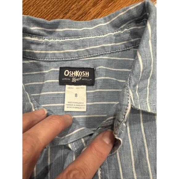 OshKosh Boys Striped Button Down Shirt Sz 8 Cotton Long Sleeve Preppy Comfy NEW - Picture 6 of 7
